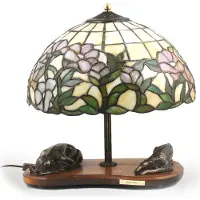 Art-Dog Barsoi, Russischer Jagdwindhund, Barzaia - Lampe mit einem Lampenschirm aus Tiffanyglas, Tischlampe mit einer Hunde-Statuette, Inneneinrichtung im