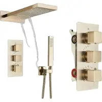 OEM Duscharmatur, zeitgenössischer Stil, Dual-Control-System, gebürstetes Gold B