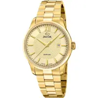 Jaguar Quarzuhr "Essentia", gold (goldfarben, gelbgoldfarben, gelbgoldfarben), Armbanduhren, Herren, goldfarben, Quarzuhr, Armbanduhr, Herrenuhr, Swiss Made, Edelstahlarmband, analog, Datum, Topseller
