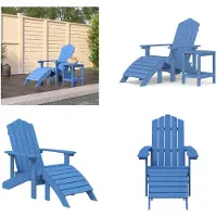 vidaXL Adirondack Gartenstuhl mit Hocker & Tisch HDPE Aquamarin - Gartenstuhl - Gartenstühle - Outdoor Stuhl - Gartensessel