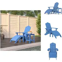 vidaXL Adirondack-Gartenstuhl mit Hocker & Tisch HDPE Aquamarin - Gartenstühle