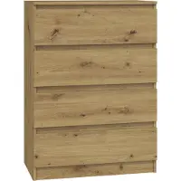 VBChome Kommode mit 4 Schubladen 70 x 40 x 97 cm Eiche Artisan Grifflose Schubladenkommode Mehrzweckschrank für Flur Schlafzimmer Wohnzimmer Kinderzimmer Modern Eiche Artisan