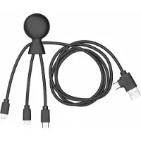 Xoopar Kabel Mr A+C/m, USB+USBC+MFI, 1 Meter, Farbe: Schwarz, recycelt