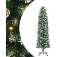 Syfax Künstlicher schlanker Weihnachtsbaum Grün und Weiß 240 cm