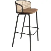 Angel Cerdá Hocker aus Rattan und braunem Samt 4128