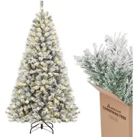 Salcar Künstlicher Weihnachtsbaum 180cm mit Beleuchtung 250 LED & Metallständer Tannenbaum mit Schnee Christbaum Kunstbaum Weihnachten