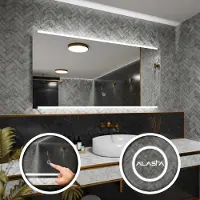 Alasta Rechteckiger LED-Spiegel 140x90 cm für Wohnzimmer, Schlafzimmer und Badezimmer
