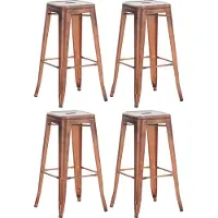 CLP 4er Set Barhocker Joshua I Stapelbare Tresenhocker aus Metall I Barstühle mit Fußstützen I Sitzhöhe 76 cm I Stapelhocker, Farbe: kupfer