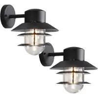 Konstsmide 2er-Set Aluminium Wandleuchten MODENA schwarz, E27-Sockel, Höhe 24cm