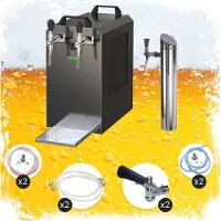Ich-zapfe Untertheken Komplett Set - Zapfanlage STREAM 80K mit Luftpumpe Bierkoffer, Bierzapfanlage, Durchlaufkühler 2-leitig Trockenkühler, Zapfkopf:Kombi,Zapfkopf 2:Flach