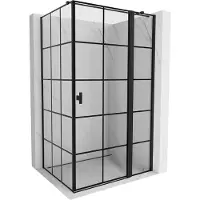 Mexen Mist T Duschkabine Drehflügel rechts 100 x 70 cm, schwarzes Gitter, schwarz - 8A4T-100-070-70-77-P