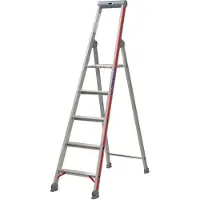 Hymer Stufenstehleiter mit Plattform, einseitig begehbar, 3 Stufen, senkr. Höhe 1,25 m, Reichhöhe 2,65 m, Gewicht 4,0 kg