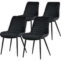 ML-Design Esszimmerstühle 4er Set, Schwarz, Sitzfläche aus Samt mit schwarzen Metallbeinen, Küchenstühle mit Rückenlehne