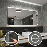 Alasta Rechteckiger LED-Spiegel 130x60 cm für Badezimmer, Wohnzimmer und Schlafzimmer