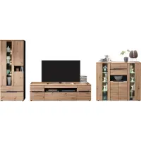 Lomadox Moderne TV Wohnwand MANRESA-36 in Artisan Eiche Nb. mit Graphit, B/H/T: ca. 452/197/47 cm