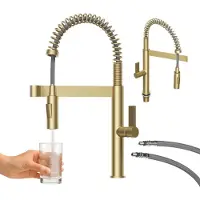 Granitan - Küchenarmatur - Wasserhahn Küche Höhe 44 cm - Gebürstetes Gold - ELARA