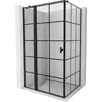 Mexen Mist T Duschkabine Schwenktür links 75 x 100 cm, schwarzes Gitter, schwarz - 8A4T-075-100-70-77-L