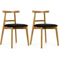 Konsimo Esstischstühle 2 St "LILIO", Schwarz, Buchenholz, Vintage, 47x76,5x45cm