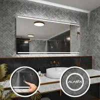 Alasta Rechteckiger LED-Spiegel 130x70 cm für Wohnzimmer, Schlafzimmer und Badezimmer