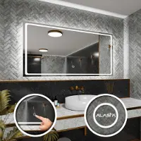 Alasta Rechteckiger LED-Spiegel 120x100 cm für Schlafzimmer, Badezimmer und Wohnzimmer