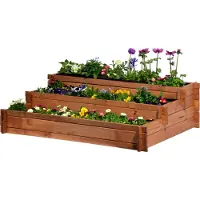 Dobar Pflanzentreppe , braun, B:110cm H:36cm T:88cm, Holzwerkstoff, Pflanzgefäße, Pflanzentreppe, BxTxH: 110x88x36 cm
