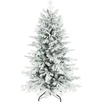 HOMCOM Künstlicher Weihnachtsbaum, 150cm Christbaum mit Schnee, 1162 Zweigen