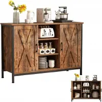 Rebiko Retro Kommode mit offenen Regalen Vintage geräumig braun Loft Schrank