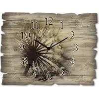 ARTland Holz Wanduhr Funkuhr - schwarzer Zeiger Große Pusteblume Größe: 40x30 cm