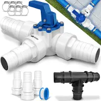 Tillvex Bypass Set Pool 12-tlg. - Ø32 & 38 mm Anschluss | 3-Wege-Ventil & ABS-Adapter | 6x Schlauchschellen & 8m Isolierband – ideal für Sandfilteranlagen, Wärmepumpen & Poolheizung (blau)