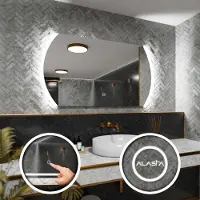 Alasta LED-Spiegel mit abgerundeten Ecken 160x80 cm für Schlafzimmer, Wohnzimmer und Badezimmer