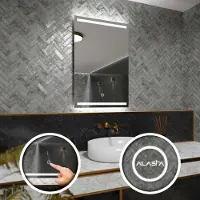Alasta Rechteckiger LED-Spiegel 50x80 cm für Badezimmer, Wohnzimmer und Schlafzimmer