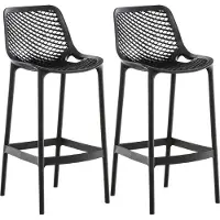 CLP Barhocker 2er Set Garten wetterfest Air, Gartenstühle mit Lehne, Tresenstühle wetterfest UV-beständig aus Kunststoff, bis 160 kg, Farbe: schwarz