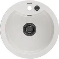 Mexen Diego 1-Becken-Granit-Spüle 488 x 480 mm, Weiß, Siphon Schwarz - 6512481000-20-B