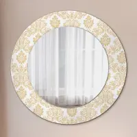 Wallfluent Spiegel - Mirror zum Wandspiegel Schlafzimmer – Schminkspiegel- Barock Damast- Ø50cm
