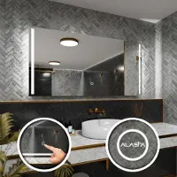 Alasta Rechteckiger LED-Spiegel 90x80 cm für Schlafzimmer, Badezimmer und Wohnzimmer