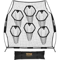 OEM Fußballtrainer Wurfnetz Übungsnetz (274 x 106 x 243 cm) mit 6 Zieltaschen & tragbarer Aufbewahrungstasche & Gurten, Wurfziel-Training für die Passgenauigkeit des Quarterbacks, Schwarz