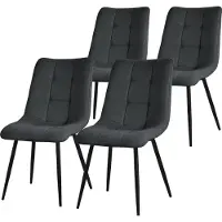 ML-Design Esszimmerstühle 4er Set Anthrazit, Wohnzimmerstühle mit Stoffbezug und Metallbeinen, Küchenstühle mit Rückenlehne