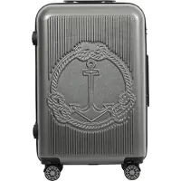 BiggDesign Ocean Carry On Gepäck, Hartschalengepäck mit Spinner-Rad, Reisekoffer mit Rädern, Lock-System, leicht, grau, 20 in