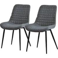 ML-Design Esszimmerstühle 2er Set, Anthrazit, Sitzfläche aus Kunstleder mit schwarzen Metallbeinen, Küchenstühle mit Rückenlehne