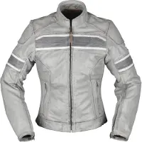 Modeka Iona Damen Motorrad Lederjacke, hellgrau, 44