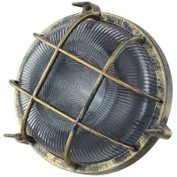 LINDBY Außenwandlampe Daaje, goldfarben, Ø 26 cm, Alu