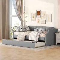 OKWISH gepolstertes Einzelschlafsofa 90 x 200 cm, Tagesbett, tägliche Mittagspause, Classic Home, auf Rollen, grau