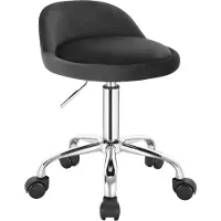 Woltu Bürohocker mit Rollen, Drehhocker höhenverstellbar, Rollrocker mit niedriger Rückenlehne, Arbeitshocker Dunkelgrau, Sitzhöhe 43-54,5 cm