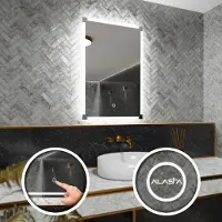 Alasta Rechteckiger LED-Spiegel 70x100 cm für Schlafzimmer, Badezimmer und Wohnzimmer