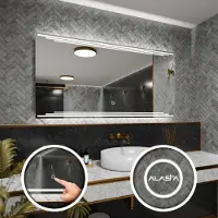 Alasta Rechteckiger LED-Spiegel 190x60 cm für Wohnzimmer, Badezimmer und Schlafzimmer