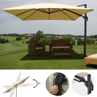 Mendler Gastronomie-Ampelschirm HWC-A96, 3x3m (Ø4,24m) schwenkbar, Polyester Alu/Stahl 23kg creme ohne Ständer