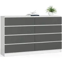 Akord Kommode 8 Schubladen Weiß/Graphit 160X40X99 Cm