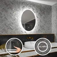Alasta Ovaler LED-Spiegel 70x120 cm für Schlafzimmer, Badezimmer und Wohnzimmer