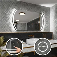 Alasta LED-Spiegel mit abgerundeten Ecken 150x70 cm für Wohnzimmer, Badezimmer und Schlafzimmer