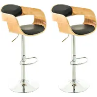 CLP 2er Set Barhocker Kingston Mit Kunstlederbezug I Höhenverstellbarer Barstuhl Mit Robustem Metallgestell, Farbe: natur/schwarz
